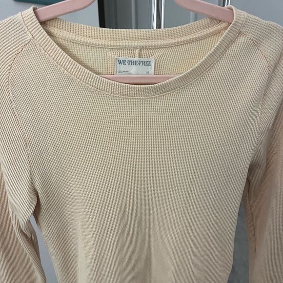 We The Free Sz M Waffle Weave Cream Long Sleeve - Picture 4 of 5